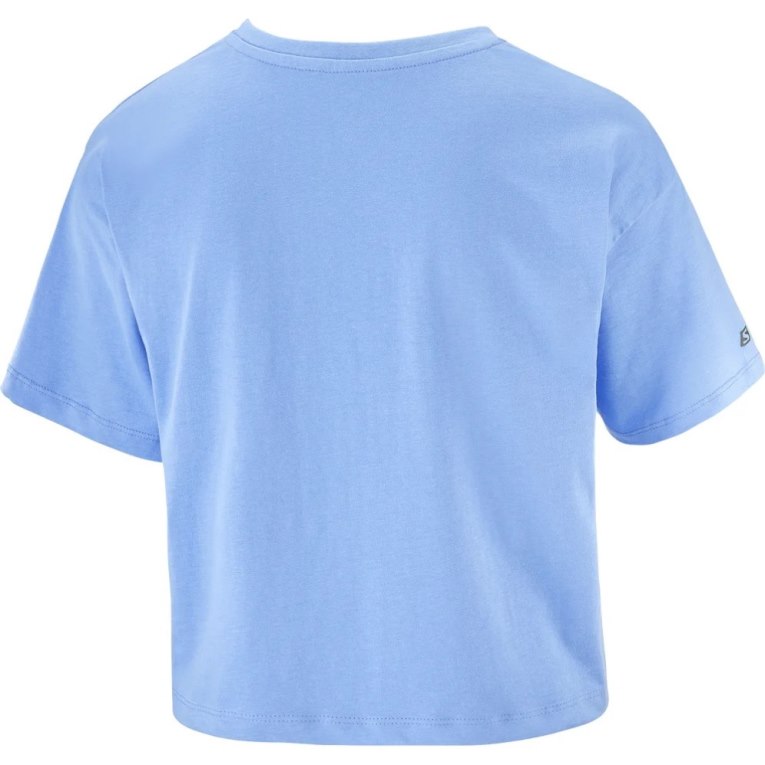 Salomon Outlife Crop Logo Short Sleeve Women's T-Shirts Light Blue | CA 4P65